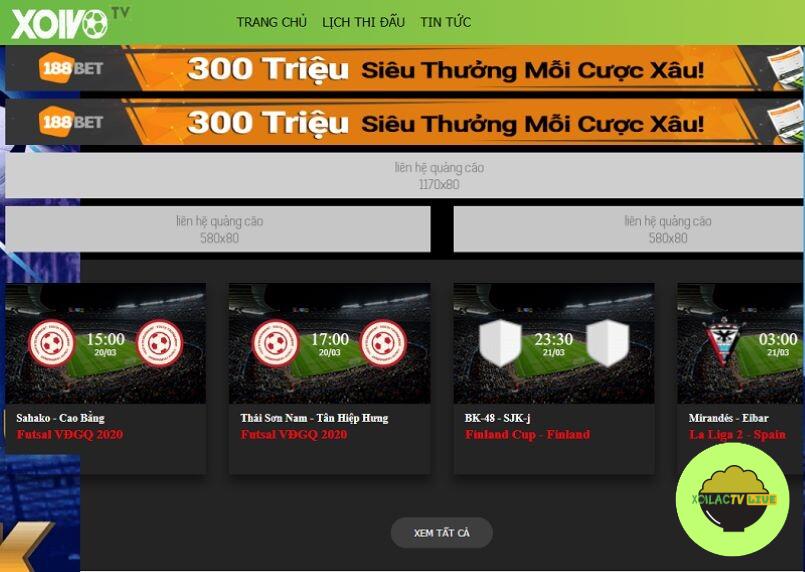 Giao diện website Xôi vò TV thân thiện, mượt mà