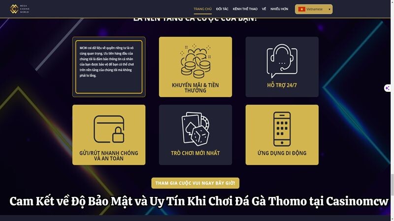 Cam Kết về Độ Bảo Mật và Uy Tín Khi Chơi Đá Gà Thomo tại Casinomcw